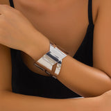 Wide Hollow Cross Metal Cuff Bracelet for Women