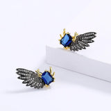 Exaggerated Women's Zircon Wing Earrings Bridal Wedding Jewelry