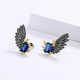 Exaggerated Women's Zircon Wing Earrings Bridal Wedding Jewelry