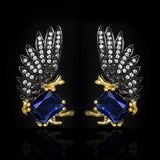Exaggerated Women's Zircon Wing Earrings Bridal Wedding Jewelry