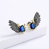 Exaggerated Women's Zircon Wing Earrings Bridal Wedding Jewelry