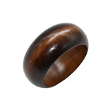 Vintage Ethnic Wide Wooden Bracelet Dark Brown