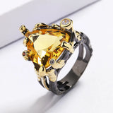 Yellow Zircon High Ring Triangle 925 Silver Plated Jewelry