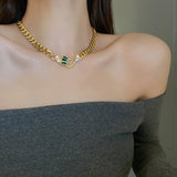 Exaggerated Diamond Snake Head Choker Necklace
