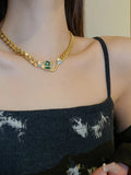 Exaggerated Diamond Snake Head Choker Necklace