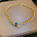 Exaggerated Diamond Snake Head Choker Necklace