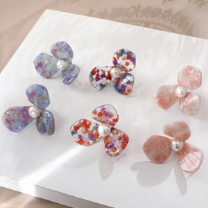 Retro Large Flower Pearl Earrings DIY Jewelry Accessories