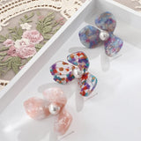 Retro Large Flower Pearl Earrings DIY Jewelry Accessories