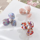 Retro Large Flower Pearl Earrings DIY Jewelry Accessories