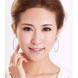 S925 Silver Big Circle Diamond Car Flower Ear Hoop Earrings for Women