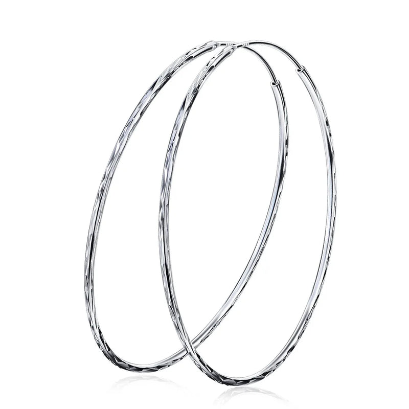 S925 Silver Big Circle Diamond Car Flower Ear Hoop Earrings for Women