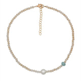 Exaggerated Crystal Necklace Geometric Beaded Pearl Collar