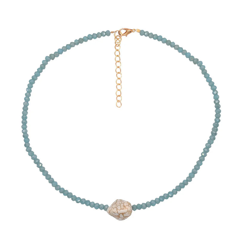 Exaggerated Crystal Necklace Geometric Beaded Pearl Collar