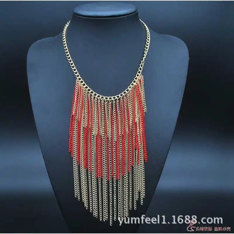Exaggerated Tassel Necklace Long Chain Women's Clavicle Decoration
