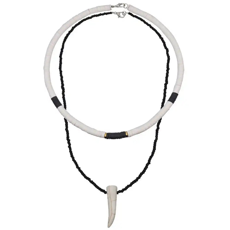 Soft Pottery Round Female Necklace with Pine Stone Pendant