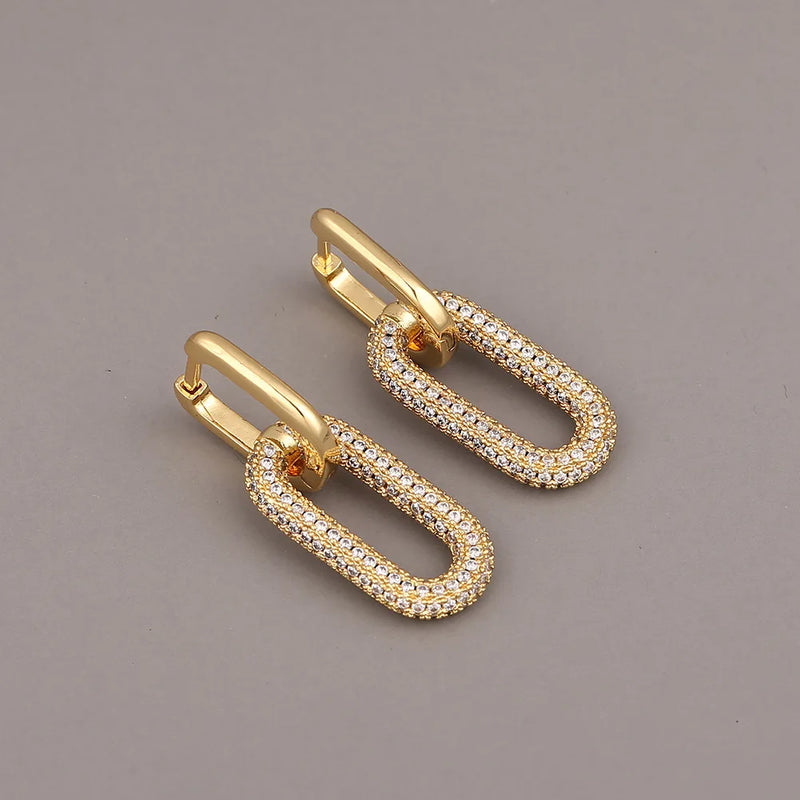 Geometric Micro Pave Tiny Drop Earrings for Women