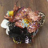 Exaggeration Flower Rice Bead Wide Headband Leopard Headdress