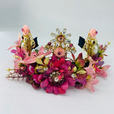 Purple Flower Headband Bridal Hair Accessories Wedding Crystal Wreath
