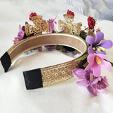 Purple Flower Headband Bridal Hair Accessories Wedding Crystal Wreath