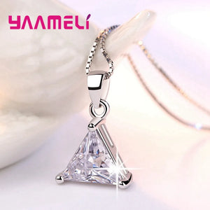 CZ Triangle 925 Silver Jewelry Set Anniversary Gift