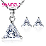 CZ Triangle 925 Silver Jewelry Set Anniversary Gift