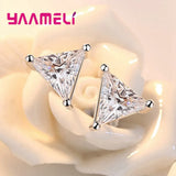 CZ Triangle 925 Silver Jewelry Set Anniversary Gift