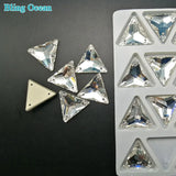 12mm 16mm 22mm Tri-angle Glass Sew On Rhinestones Flatback