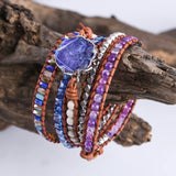 5 Strands Leather Wrap Bracelet Beads Crystal Weaving Bracelet