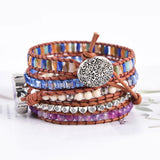 5 Strands Leather Wrap Bracelet Beads Crystal Weaving Bracelet