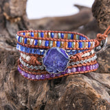 5 Strands Leather Wrap Bracelet Beads Crystal Weaving Bracelet