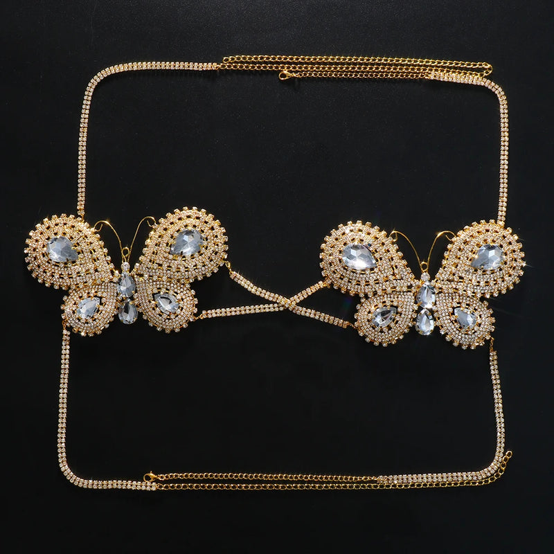 Rhinestone Crystal Body Chain Harness Necklace Jewelry