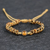 Fancy Natural Stone Beads Braided Cuff Bracelet