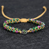 Fancy Natural Stone Beads Braided Cuff Bracelet