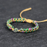 Fancy Natural Stone Beads Braided Cuff Bracelet