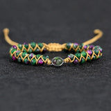 Fancy Natural Stone Beads Braided Cuff Bracelet