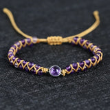 Fancy Natural Stone Beads Braided Cuff Bracelet
