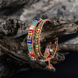 Natural Stone Bead Crystal Leather Bracelet Wrap HandWork Drop