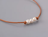 Freshwater Pearls Natural Leather Choker Necklace Wedding Gift