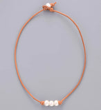 Freshwater Pearls Natural Leather Choker Necklace Wedding Gift