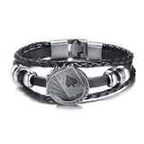 Christ Cross Leather Bracelet with Safety Clasp