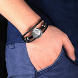 Christ Cross Leather Bracelet with Safety Clasp