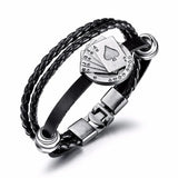 Christ Cross Leather Bracelet with Safety Clasp
