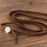 Boho Garnet Leather Wrap Bracelet