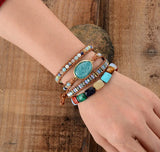 High End Amazonite Stone Leather Wrap Bracelet