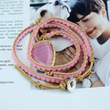 Natural Stone Crystal Leather Wrap Bracelet Cuff Bangle