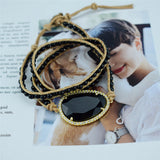 Natural Stone Crystal Leather Wrap Bracelet Cuff Bangle