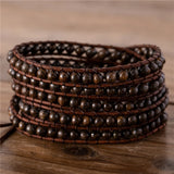 Boho Bronzite Stone Wrap Bracelet with Gemstones
