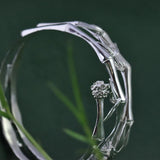 Chinese Retro Ladies Silver Inlaid Bamboo Bracelet Jewelry