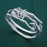 Chinese Retro Ladies Silver Inlaid Bamboo Bracelet