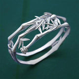 Chinese Retro Ladies Silver Inlaid Bamboo Bracelet Jewelry